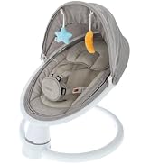 Nuby Baby Swing with Canopy and Remote - 5-Level Infant Swing with Soothing Sounds and Mobile App...