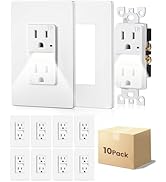 SURAIELEC 15AMP Outlet with Guidelight, Dusk to Dawn Night Light, 6000K Cool White LED Guide Ligh...