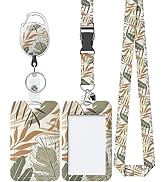 Uniclife Floral Sliding Badge Holder Monstera Leaves Plastic Case with Retractable Badge Reel Car...