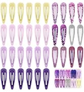 Lavender Purple Snap Hair Clips Set by FLAREANN – 36 PCS, 2 Inch Non-Slip Barrettes for Girls & W...