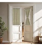 Sutuo Home Sage Green Door Curtains for Doorway Glass & Sidelights, Olive Boho French Country Lig...