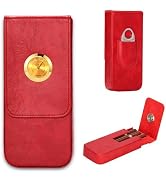 MIVLXLX Leather Cigar Case -Thick cedar travel humidor, Cedar Wood Lined Cigar Humidor with Silve...