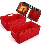 WMKGG Silicone Air Fryer Liners, 2PCS Reusable Rectangular Air Fryer Silicone Liners, Non-Stick A...