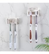 Toothbrush Holders Wall Mounted with Cover, Electric Tooth Brushing Holder for Bathroom, 2 Slots ...