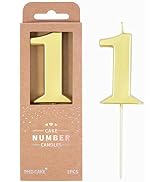 PHD CAKE 2.76 Inch Modern Gold 1 Number Birthday Candles, Gold Number Candles, Cake Number Candle...