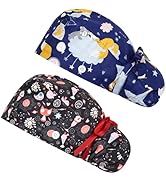 FADACHY Scrub Caps Women,Ponytail Holder Working Cap with Buttons Ribbon Tie for Laies,Surgical N...