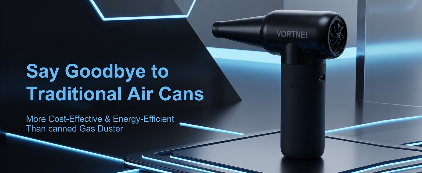 VORTNEI Electric Air Duster, Reusable Cordless Blower Replace Traditional Canned Gas Duster