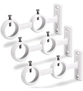 Goowin Curtain Rod Bracket, 3pcs Double Curtain Rod Holder, Double Rod Brackets Hooks for Living ...