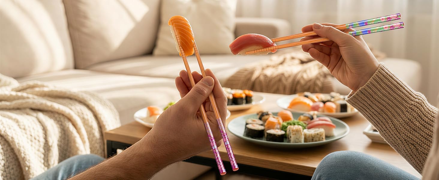 Reusable Bamboo Chopsticks with Ceramic Holders Japanese Style Natural Bamboo Chop Sticks