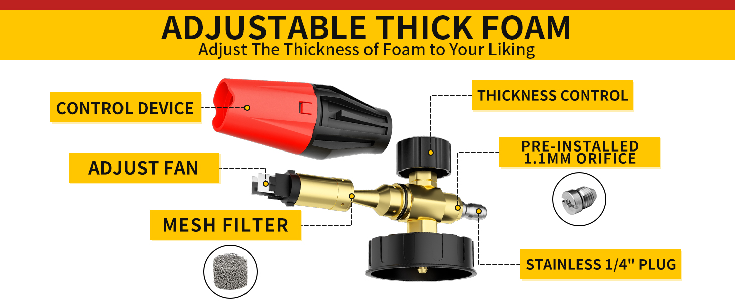 Stainless steel 1/4 "quick insert Screen filter foam cannon