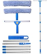 76“Professional Squeegee Window Cleaning Kit with Extension Pole | Streak-Free Silicone Blade,Smo...