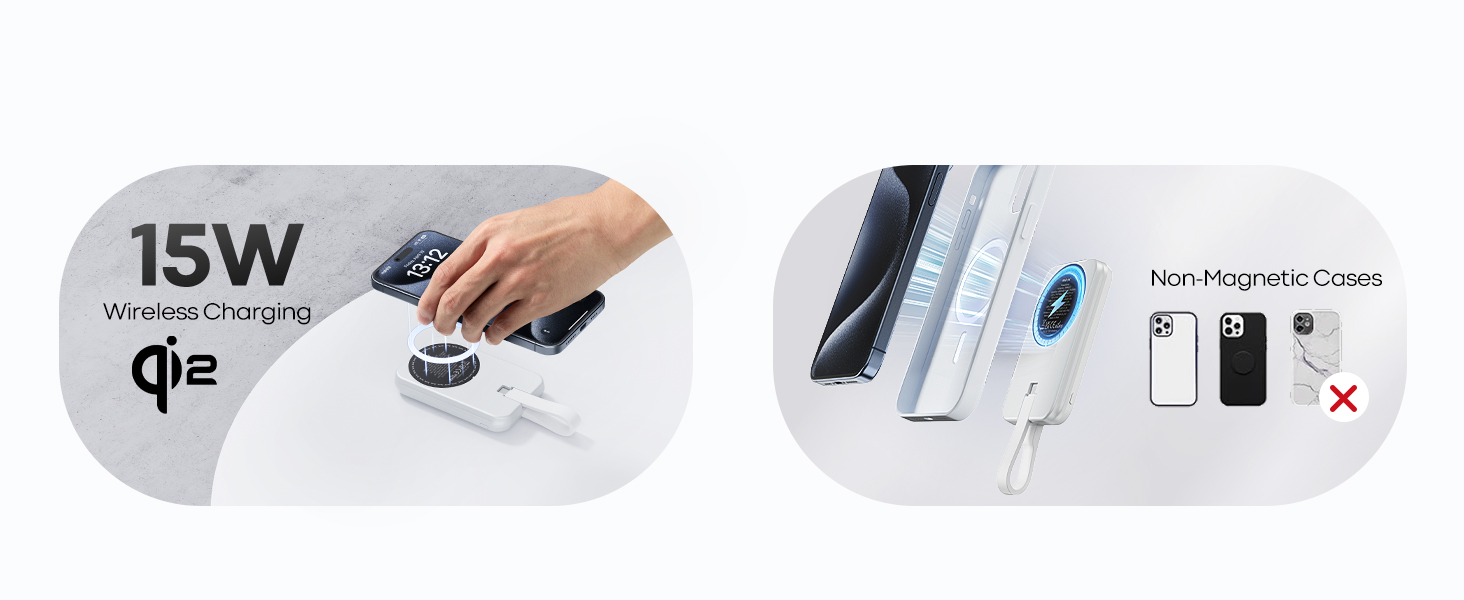 portable charger power bank Magnetic Power Bank Wireless Portable Charger with Fast Charging