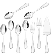 VIVANI 9 Piece Serving Utensils, Stainless Steel Silverware Set, Flatware Serving Set Includes 3 ...