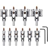 GMTOOLS 12Pcs TCT Hole Saw Kit for Hard Metal, 5/8" to 2-1/8”Inch Tungsten Carbide Tipped Metal H...