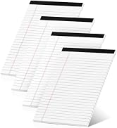 Legal Pads 5x8 Inch, 4 Pack, Narrow Ruled, 5x8 White Legal Pad, Mini Double-Sided Printing Notepa...