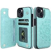 Nvollnoe for iPhone 13 Case with Card Holder Heavy Duty Protective Durable Leather RFID Blocking ...