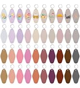 LOTMER 40 PCS Hotel Keychain Blank with Key Rings, 20 Colors Plastic Rhombus Motel Keychain for D...