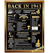 Framed 80th Birthday Decorations for Men Women,Classy Vintage Table Decor,1943 Birthday Gifts for...