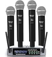 Wireless Microphone System, BOMGE Pro 4-Channel Cordless Mic Set with Four Handheld Mics, Fixed F...
