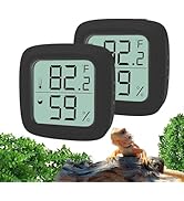 Oasirep Black 2-Pack Reptile Thermometer and Hygrometer – Digital LCD Temp & Humidity Gauge for B...