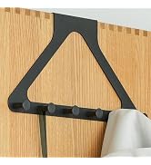 YESENT Black Door Hook Metal Material Integrated Triangle 6 Hooks for Hanging Clothes, Hats, Hang...