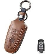 MILD EAST for Ford Leather Car Key Cover, Key Fob Cover Compatible with F550 Lincoln Mustang Fusi...