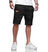 JMIERR Mens Casual Shorts - Cotton Drawstring Summer Beach Stretch Twill Chino Golf Shorts