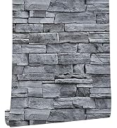 practicalWs 17.71" x 393.7" Grey Brick Wallpaper Peel and Stick Removable | Waterproof Wall Paper...