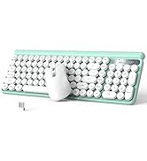 Wireless Typewriter Keyboard and Mouse - Wireless Keyboard with Silent Wireless Mouse, Cute Retro...