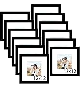 Picrit 12x12 Picture Frame Set of 12, Display 8x8 with Mat or 12 x 12 Without Mat, Photo Frames f...