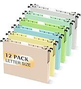 Hanging File Folders Letter Size, 12 Pack File Folders Hanging with Tabs, File Cabinet Hang Folde...