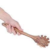 HAOHIZE Wooden Pasta Spoon Spaghetti Fork, 12.6 Inch Long Hand Pasta Serving Utensils Teak Spaghe...