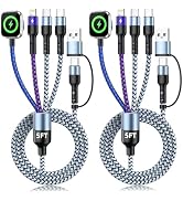 Jogrytece Multi Charging Cable for iWatch Charger, 5FT 2Packs 4 in 2 Chargers for Multiple Device...