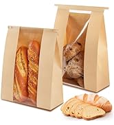 Ohuimrt 50 PCS Large Paper Bread Bags for Sourdough Bread, 13.7 x 8.2 x 3.5 Inches Bakery Bags wi...