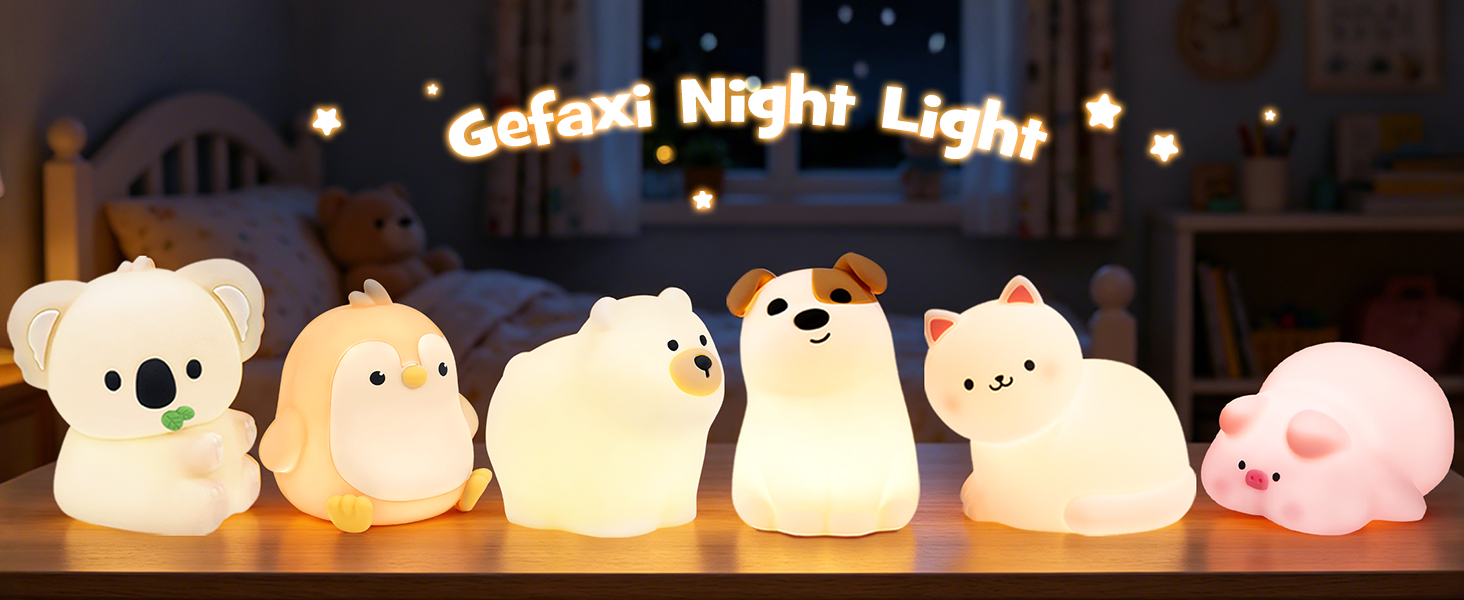 Gefaxi squishy cat night light kitty lamp with rgb modes 3 brightness timer