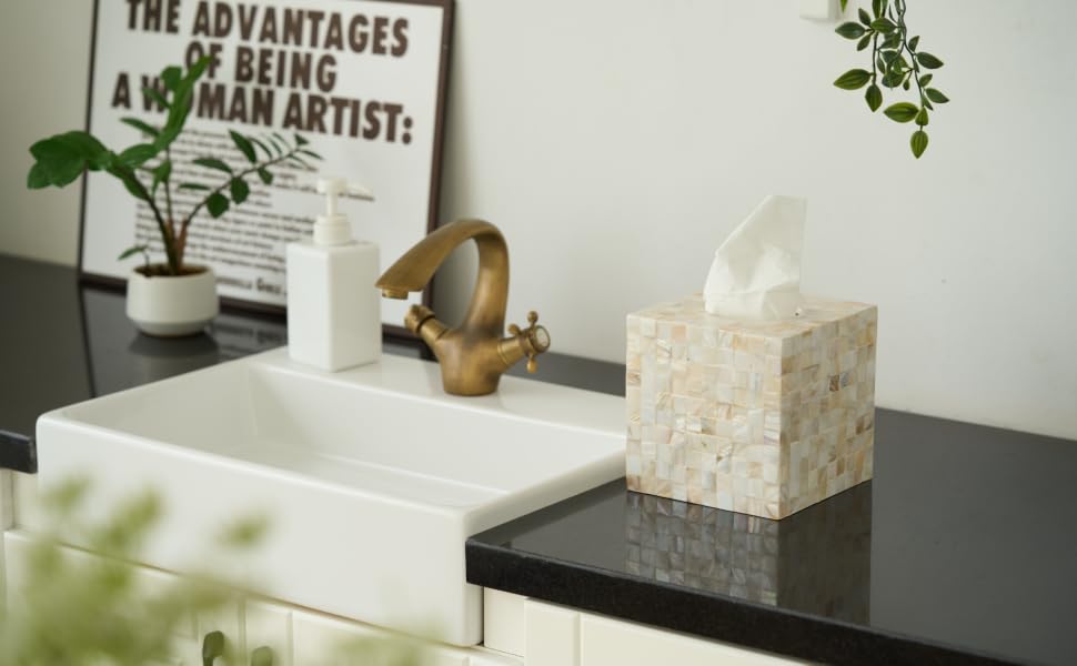 mother of pearl tissue box cover