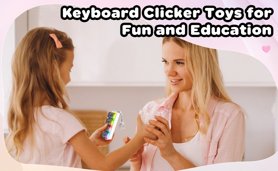 Keyboard Fidget Toy for Adults Keyboard Clicker with LED Light Keychain