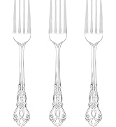 Joyido 75PCS Silver Plastic Forks - 8.1inch Silver Forks Disposable - Vintage Heavy Duty Dessert ...