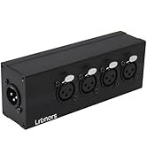 Lrbners XLR 1 Male to 4-Way Female Audio Splitter Converter Box - Aluminum Alloy Chassis, Locking...