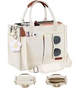 FIORETTO Womens Canvas Tote Bag Purse with Individual Compartment, Zipper Top, Reinforced Bottom ...