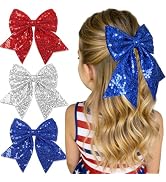 STGDAK Red White Blue Hair Bow 4th of July Bow for Women Girls Patriotic Bowknot Clip Forth of Ju...