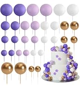 ASTARON 32 Pcs Ball Cake Topper Decorations Mini Balloons Cake Topper Sticks Foam Balls Cake Pick...