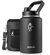 Coolflask Gallon Water Bottle Insulated, 128 oz Stainless Steel Water Jug Leakproof with Large Ha...