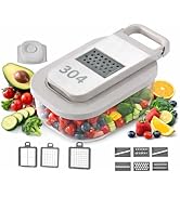All-in-One Food Chopper & Mandoline Slicer, 9-in-1 Vegetable Chopper with Interchangeable Stainle...
