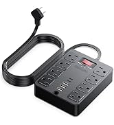 13 in 1 Surge Protector Power Strip Flat Plug 8 Widely AC Outlet 3 USB Ports,1250W/10A,5 ft Exten...