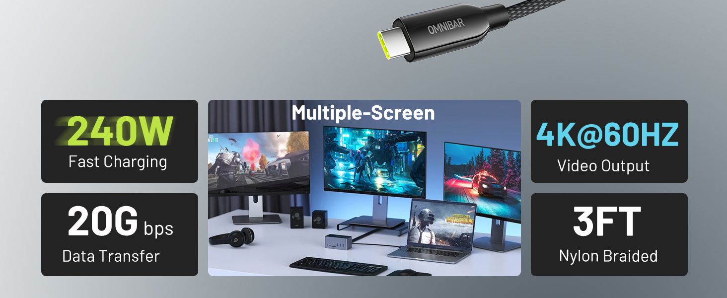 240w usb c to usb c video cable for monitor