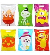 CCINEE 72pcs Halloween Treat Bags, Pumpkin Plastic Candy Tote Bags for Kids Trick or Treat Hallow...