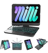 RAYMCRAFT for iPad mini 7 (A17 Pro, 2024) & Mini 6 (2021) Case with Keyboard, 7 Colors Backlit Ke...