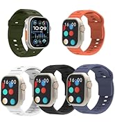 5 Pack Soft Silicone Bands - Breathable Sport Strap Band Compatible with Apple Watch Ultra 2 & Ul...
