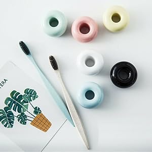 2pcs Mini Personality Simple Ceramics Toothbrush Holder Stand